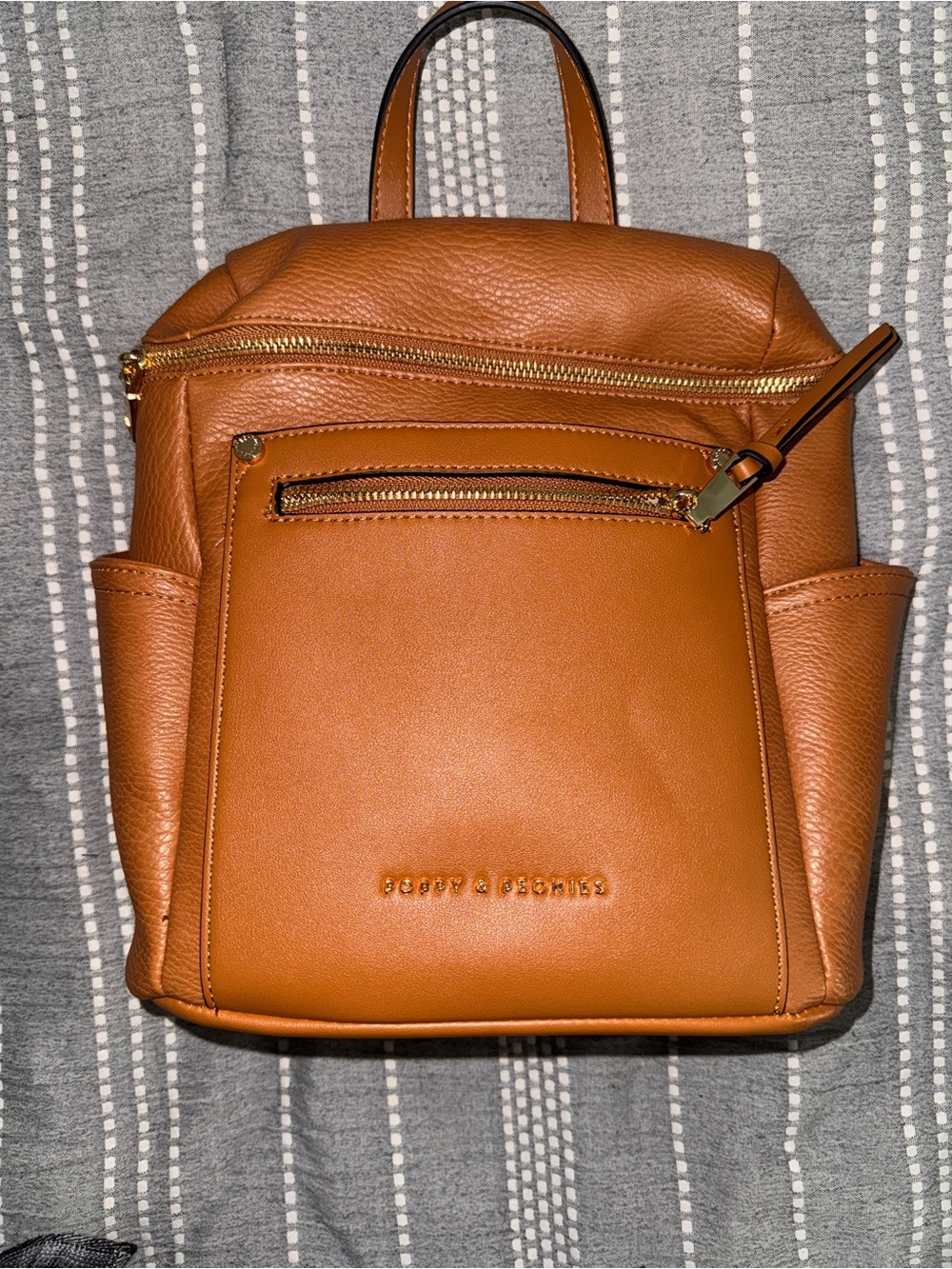 Poppy & Peonies Cognac MINI Commuter Backpack
